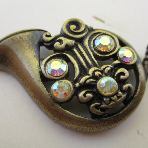 2002 Roman Inc Christmas AB French Horn Brooch Roman Inc Seasons Greetings Pin - Picture 4 of 12